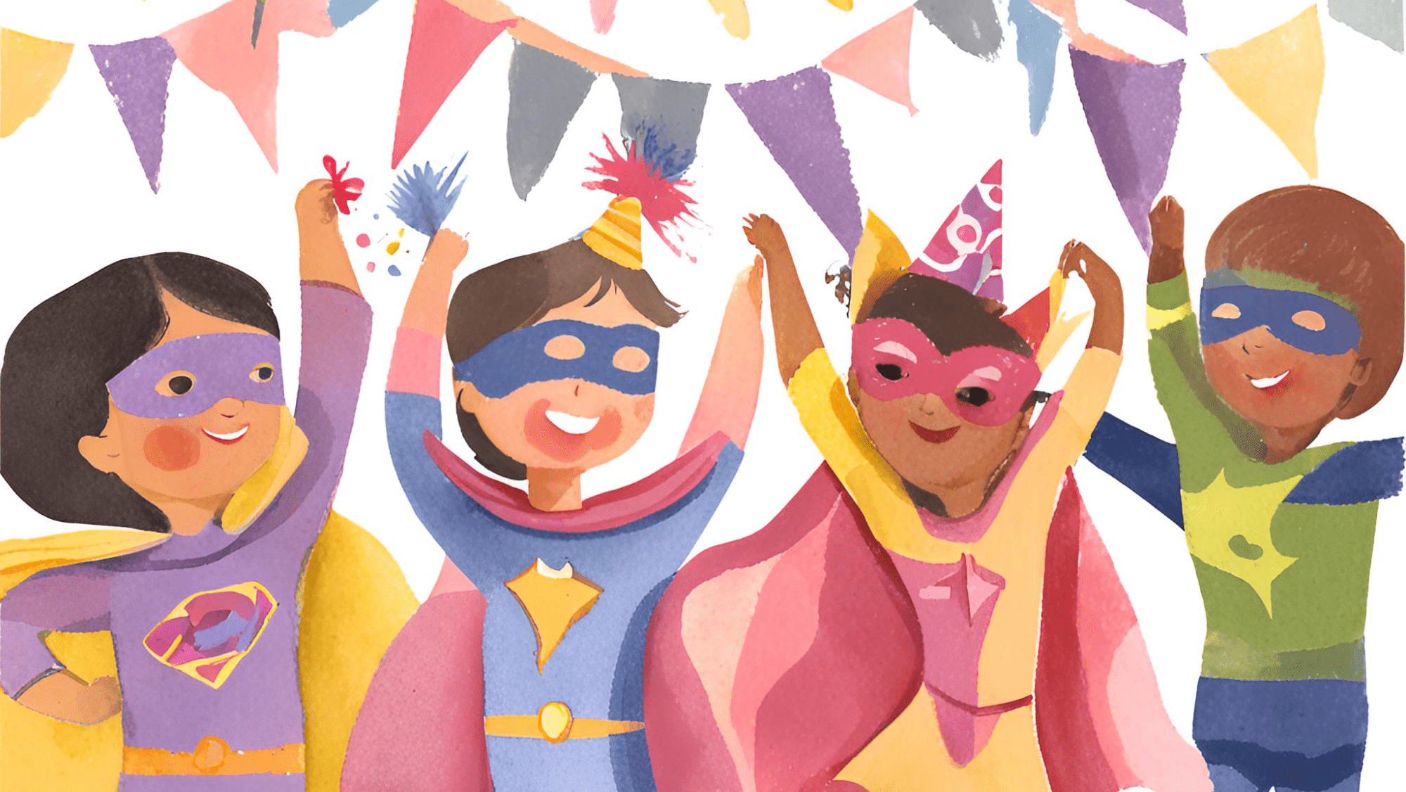 Superhelden-Wimpel 'Happy Birthday' – Bunte Partydekoration Für Superhelden-Fans